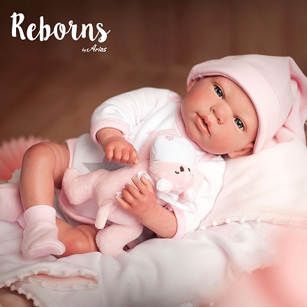 Новорождённый пупс из серии Arias ReBorns - Gala, мягкое тело, 40 см., с соской, одеялом и игрушкой 